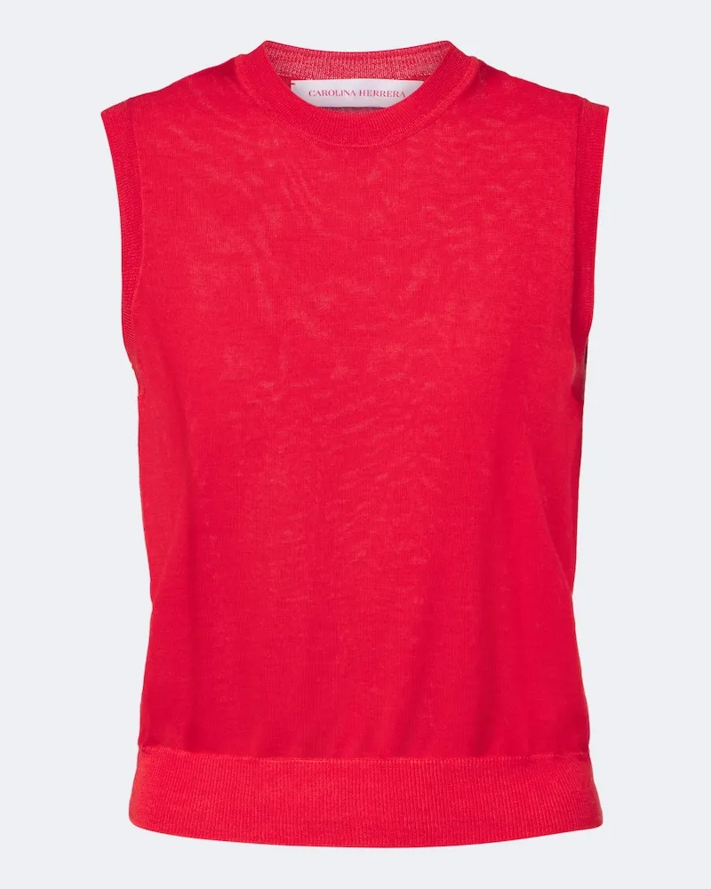 Carolina Herrera New York Top aus einem Woll- und Seidengemisch Rot