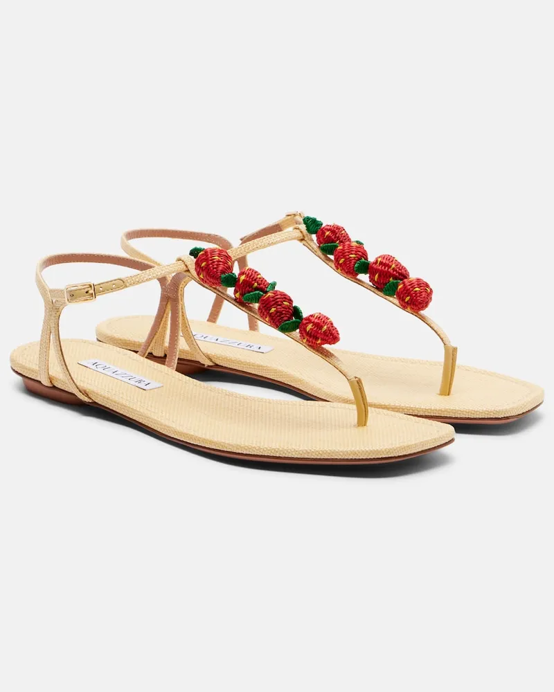 Aquazzura Sandalen Fragolina aus Raffiabast Beige