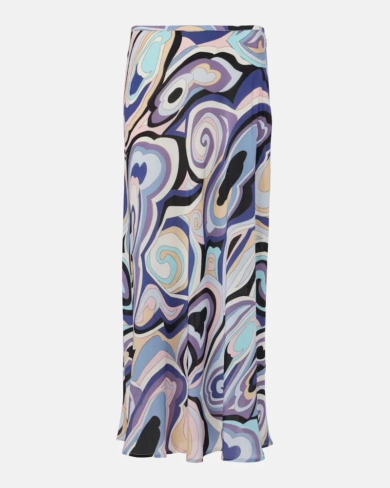 RIXO Bedruckter Maxirock Kelly aus Seide Multicolor