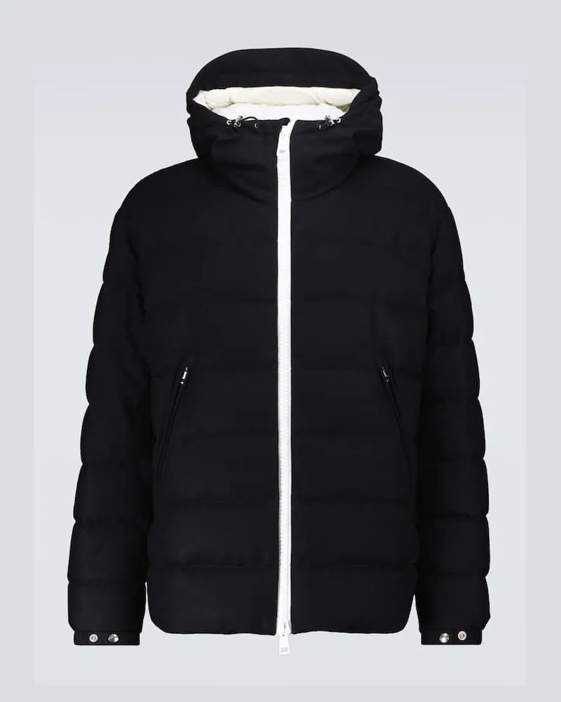 Moncler Wattierte Jacke Vabb aus Schurwolle Blau