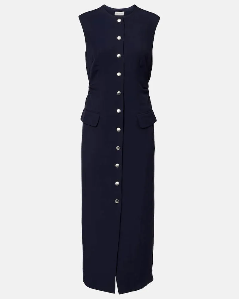 Dries van Noten Midikleid aus Gabardine Blau
