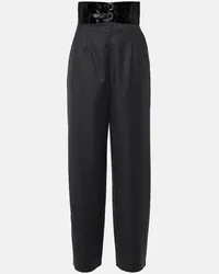 Alaïa Alaia High-Rise-Hose aus Schurwolle Grau