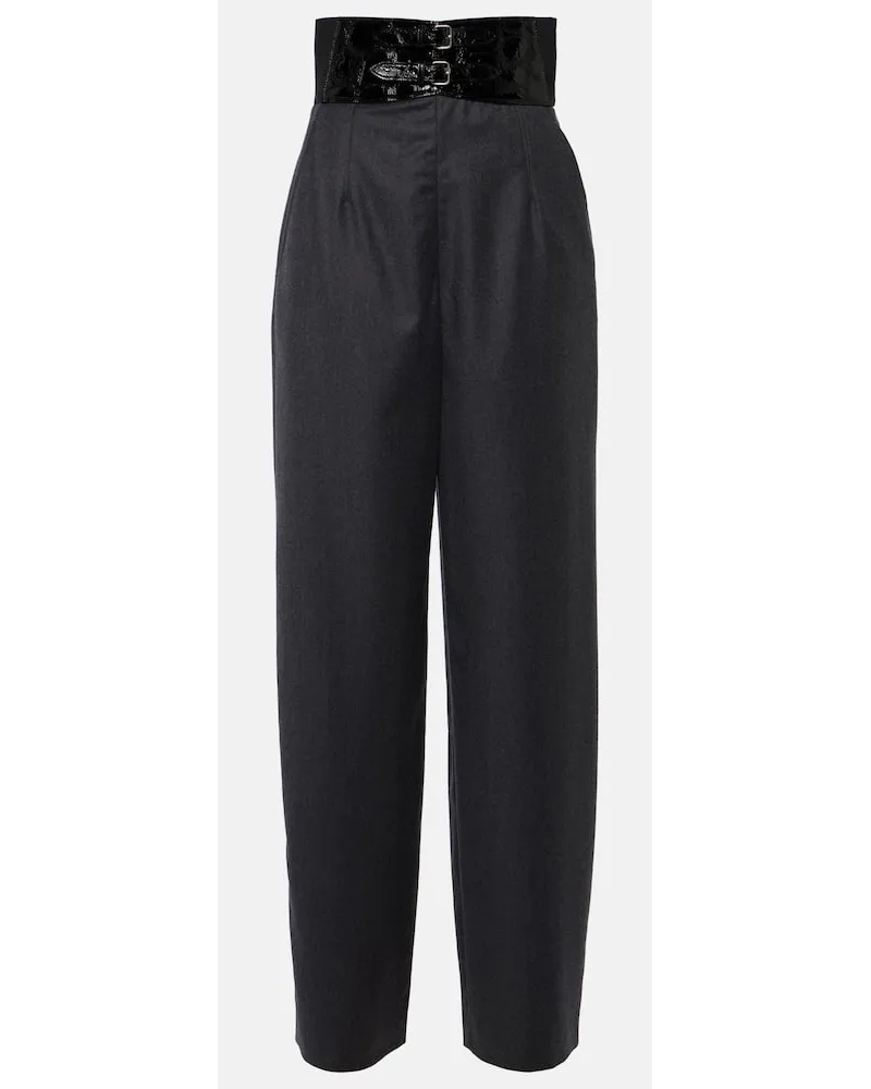 Alaïa Alaïa High-Rise-Hose aus Schurwolle Grau