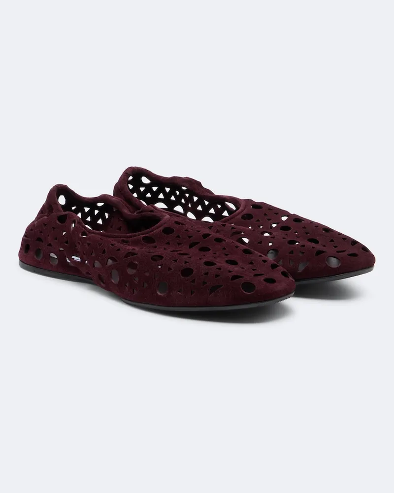 Alaïa Alaïa Ballerinas Vienne aus Veloursleder Burgunderrot
