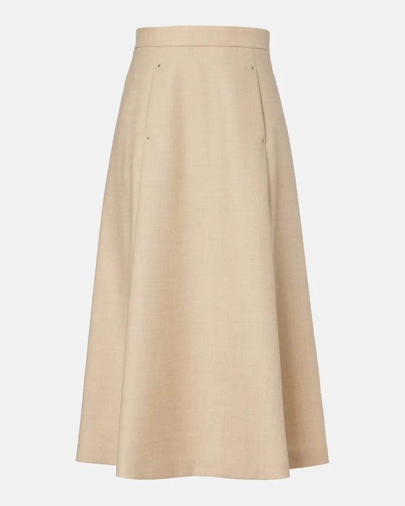 Moncler Midirock aus Schurwolle Beige
