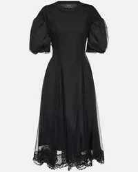 Simone Rocha Midikleid aus Baumwolle mit Spitze Schwarz