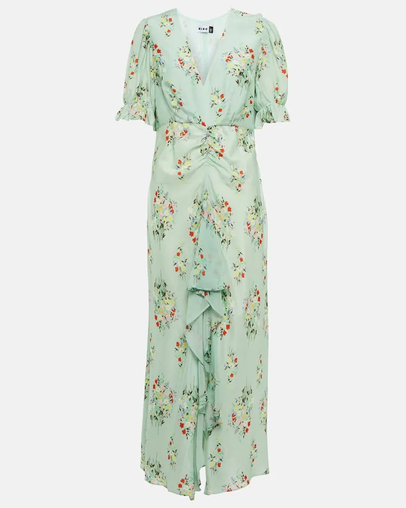 RIXO Kleid Ariel aus Baumwolle und Seide Grün