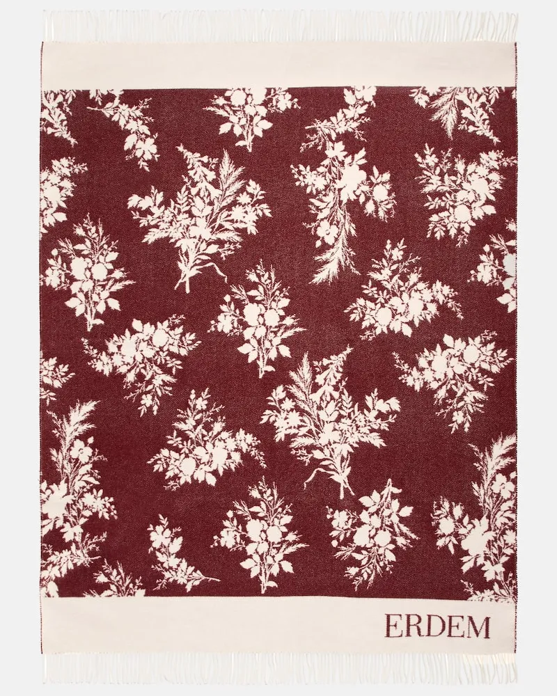 Erdem Jacquard-Decke aus Wolle und Kaschmir Rot