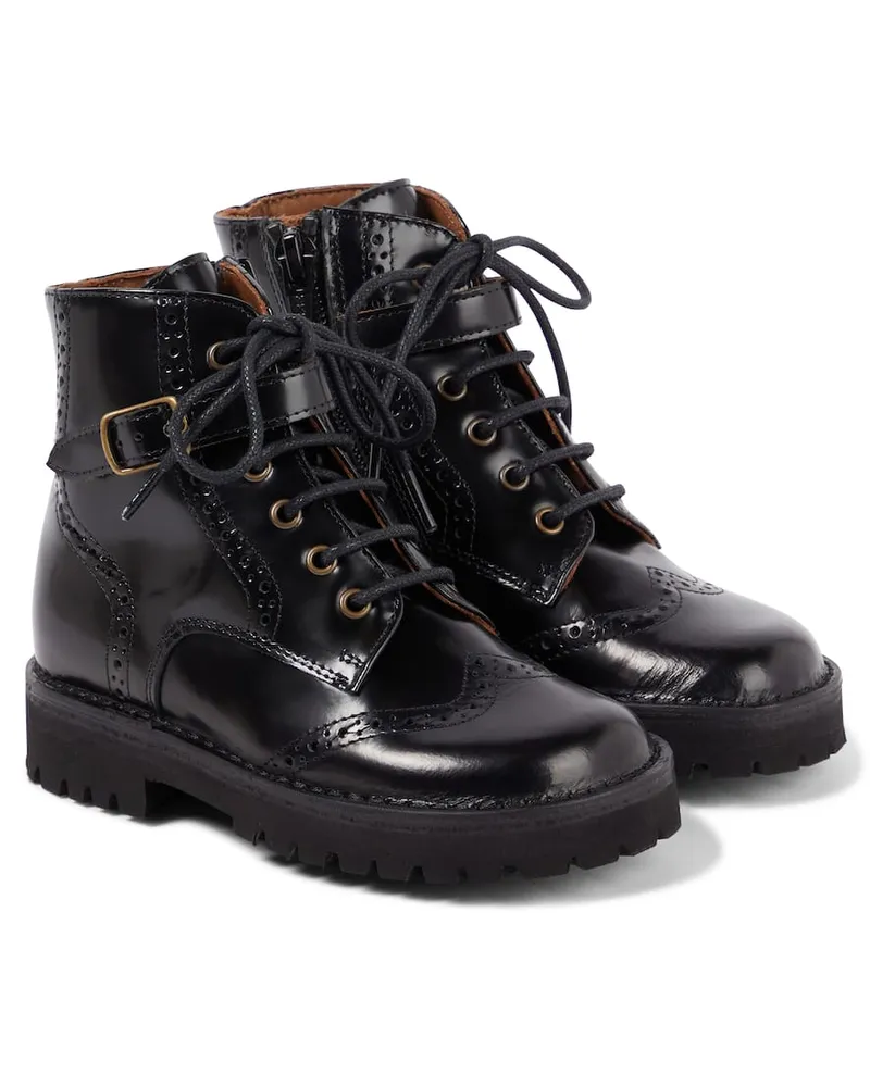 Pepe Jeans PèPè Schnürstiefel aus Leder Schwarz