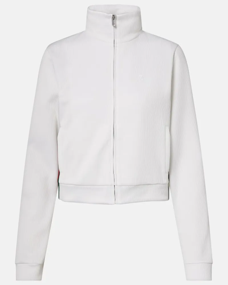 Gucci Cropped-Sweatshirt Web Stripe aus Rippstrick Weiß