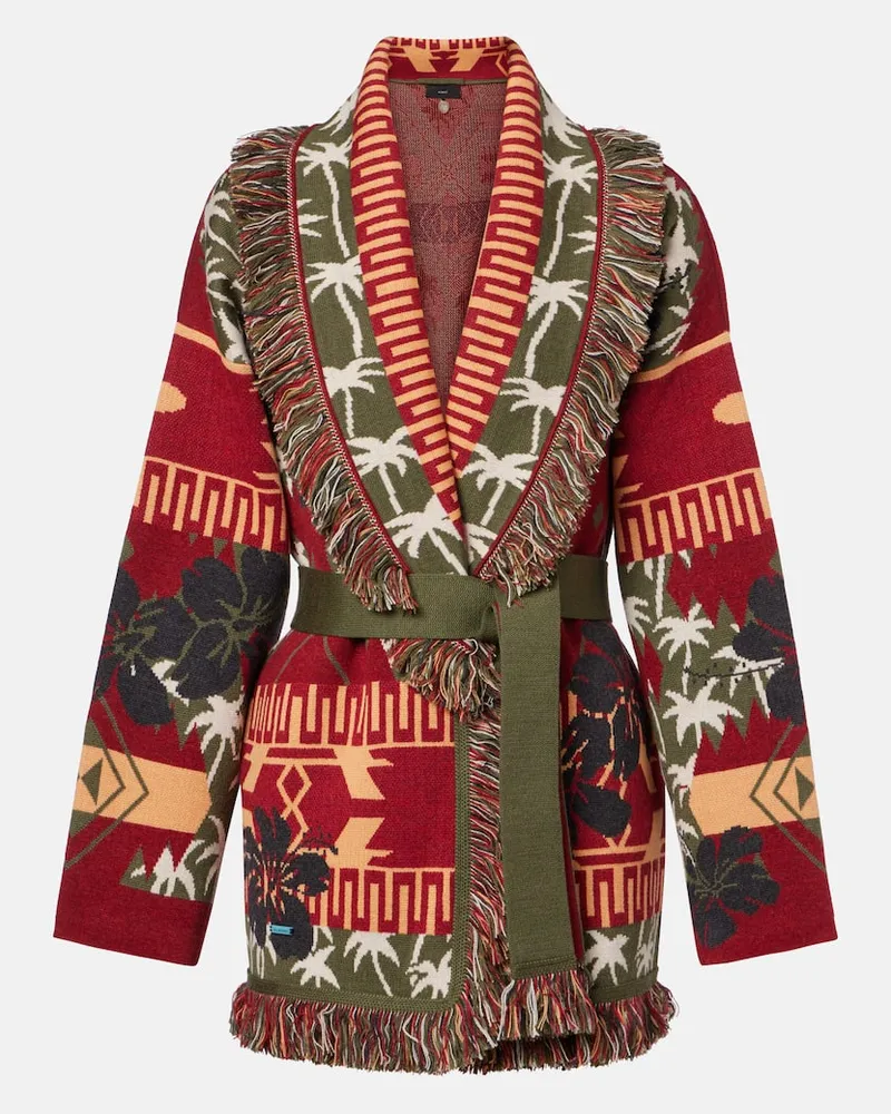 Alanui Cardigan Hibiscus Bloom aus Schurwolle Multicolor
