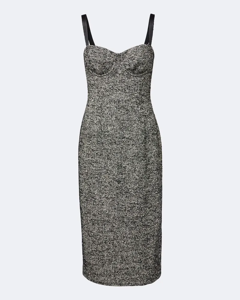 Dolce & Gabbana Midikleid aus Tweed Schwarz