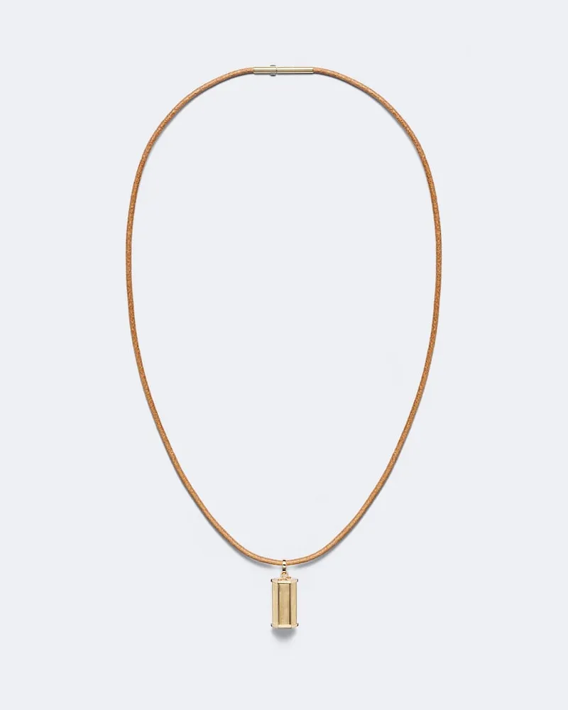 Marie Lichtenberg Halskette Weight Baby aus 18kt Gelbgold und Leder Gold