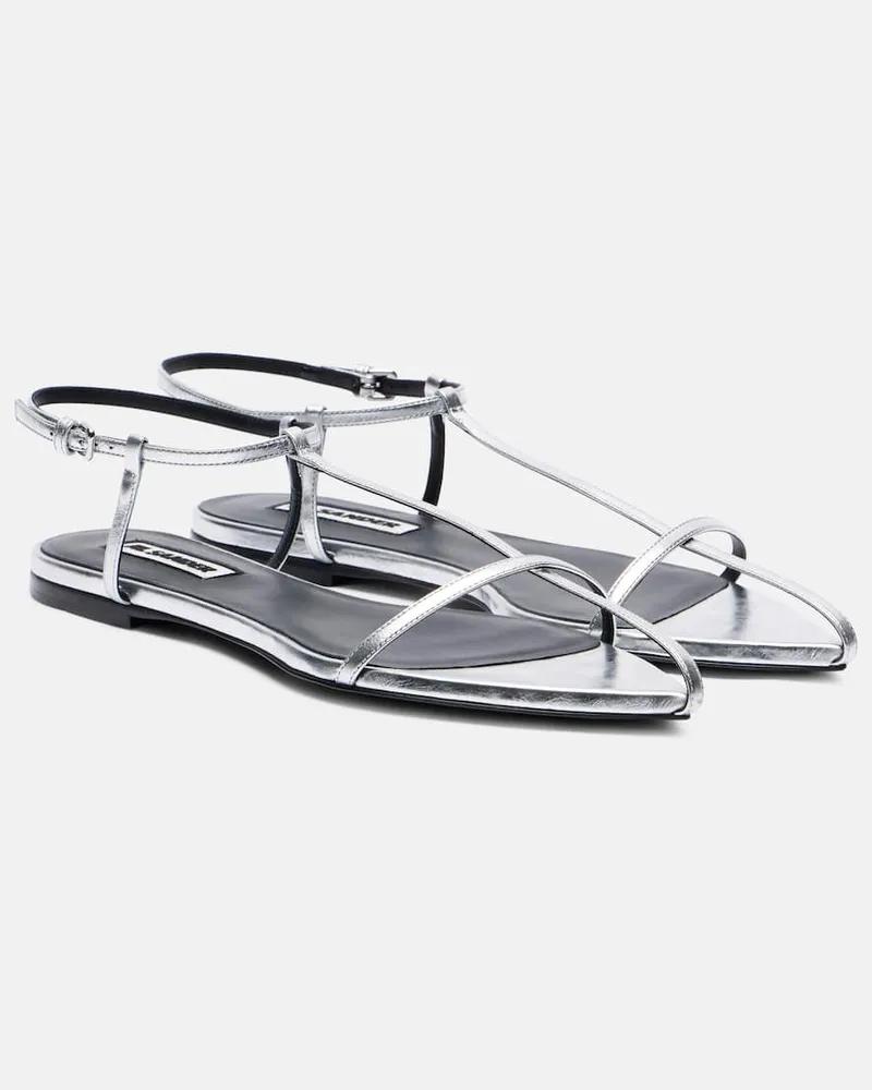 Jil Sander Sandalen aus Metallic-Leder Silber