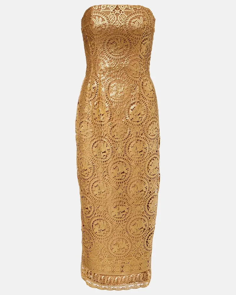 EMILIA WICKSTEAD Midikleid Leila aus Guipure-Spitze Gold