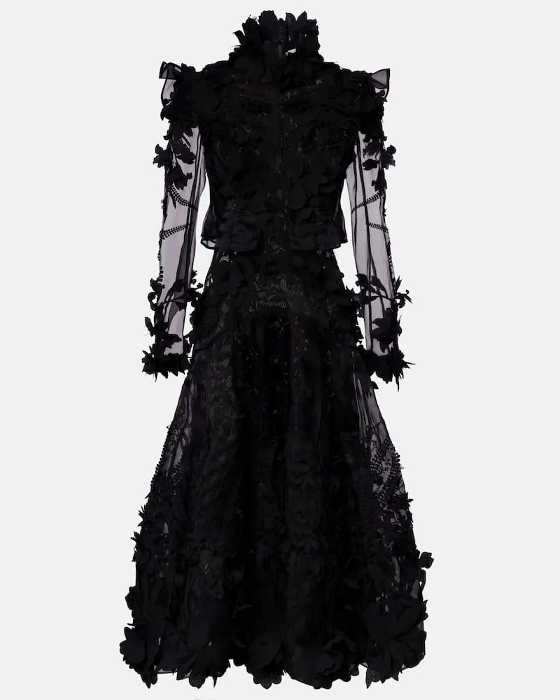 Zimmermann Midikleid Hypnotic aus Seidenorganza Schwarz