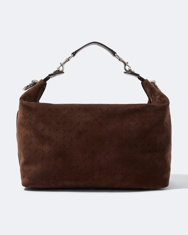 Gucci Crossbody Bag Brera Medium GG aus Veloursleder Braun