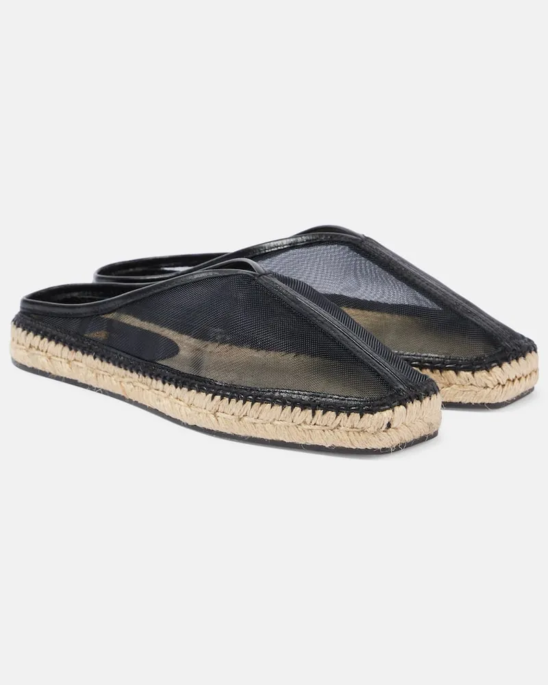 Totême Espadrilles aus Mesh mit Leder Schwarz