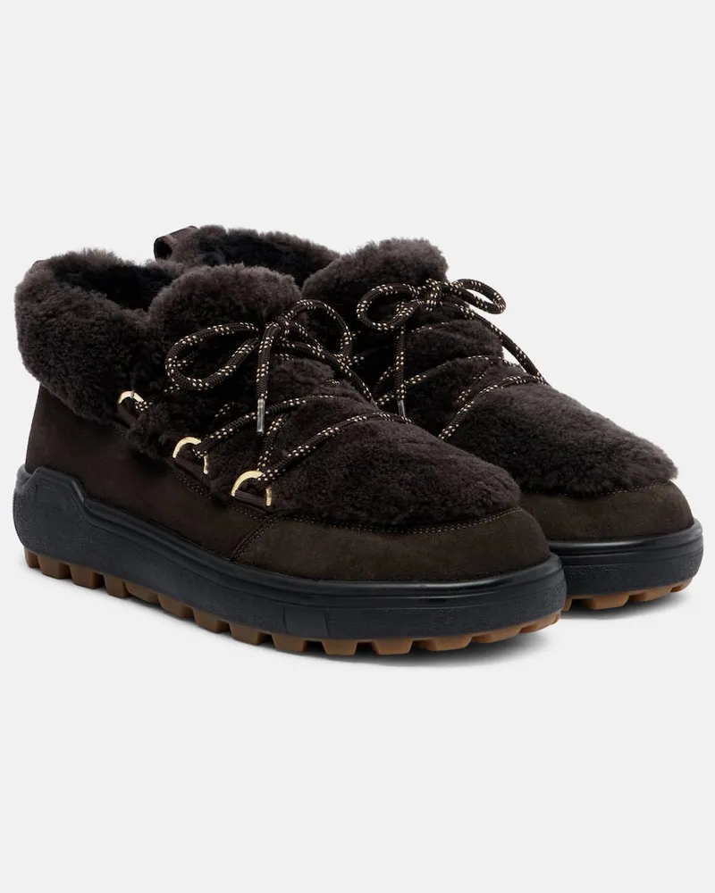 Bogner Ankle Boots Chamonix aus Veloursleder mit Shearling Braun
