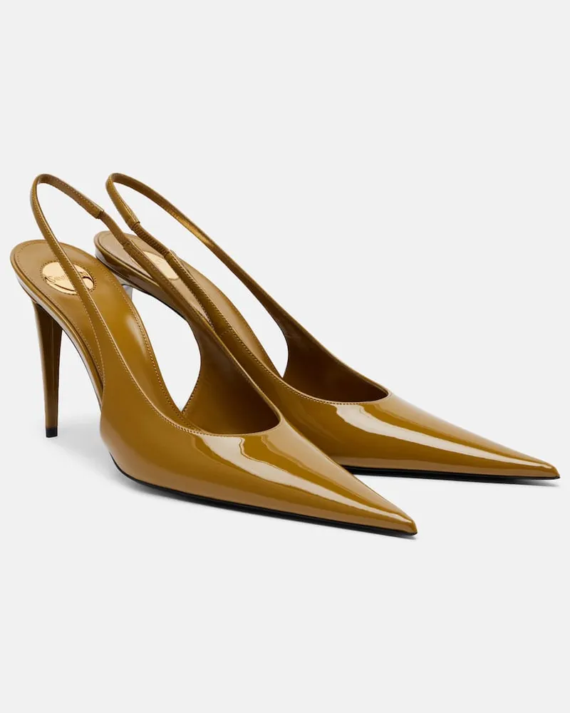 Saint Laurent Slingback-Pumps Guermantes aus Lackleder Grün
