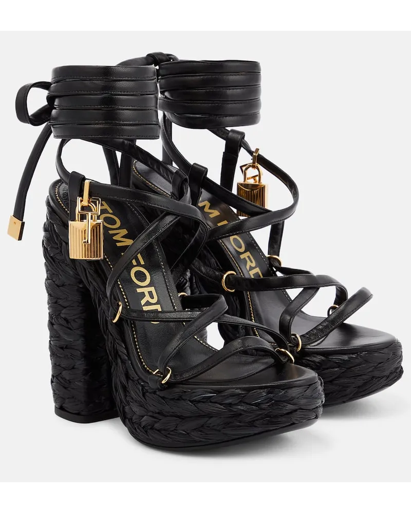 Tom Ford Plateausandalen aus Leder Schwarz