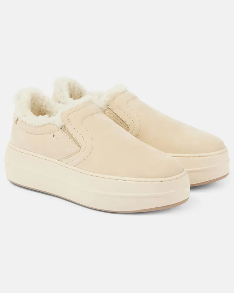 Hogan Slip-Ons Skyscraper aus Veloursleder Weiß