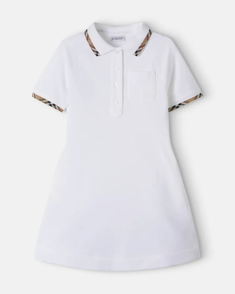 Burberry Polokleid Burberry Check aus Baumwolle Weiß