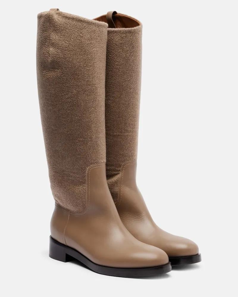 Max Mara Stiefel aus Kaschmir und Leder Beige