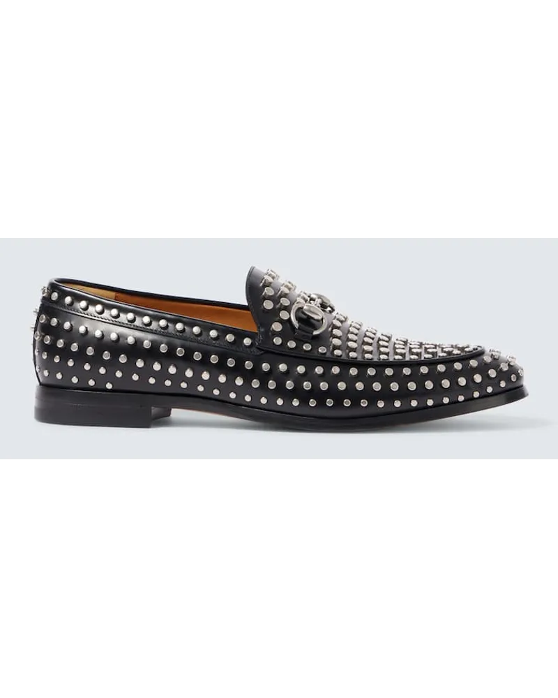 Gucci Verzierte Loafers Horsebit aus Leder Schwarz