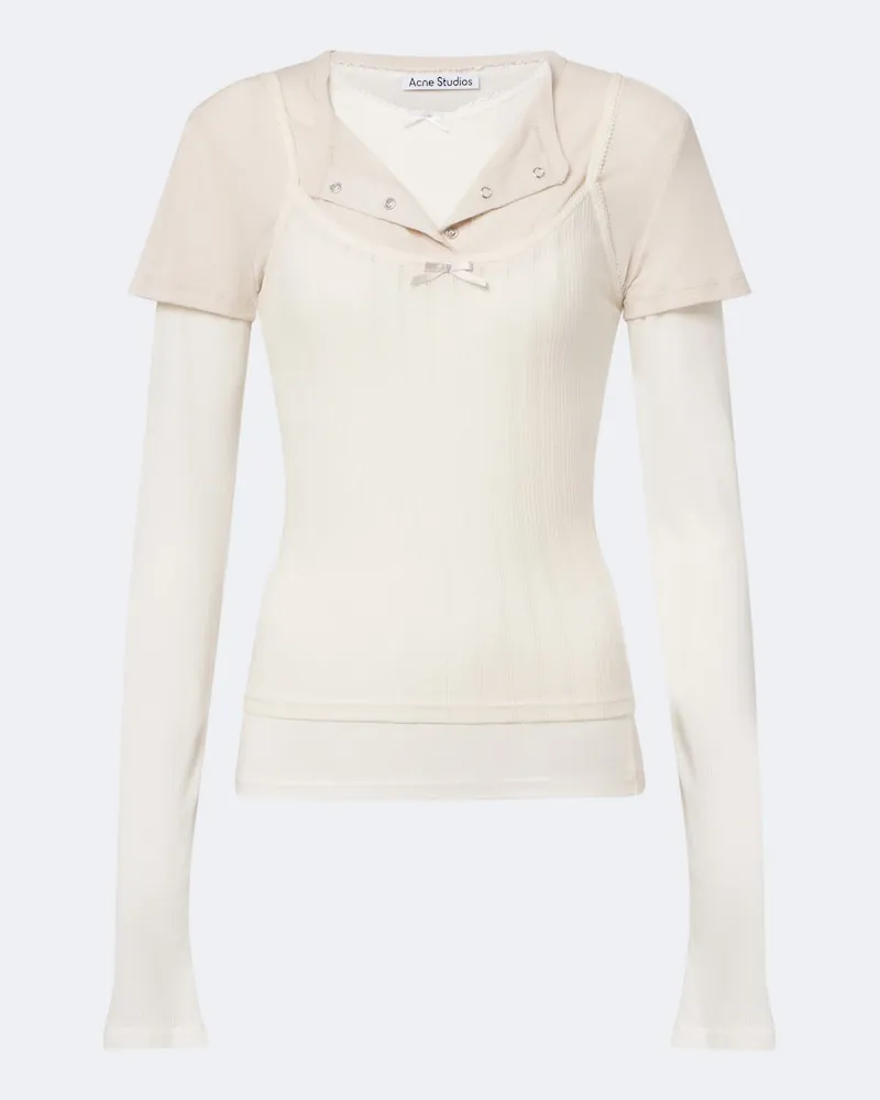 Acne Studios Top aus Rippstrick Weiß