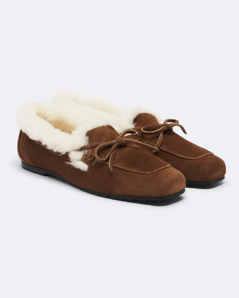 aeyde Segelschuhe Jasper mit Shearling Braun