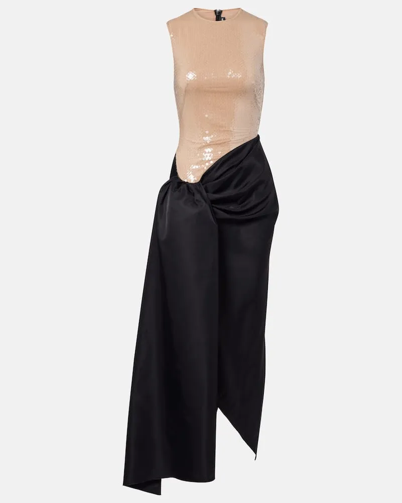 David Koma Maxikleid mit Pailletten Beige