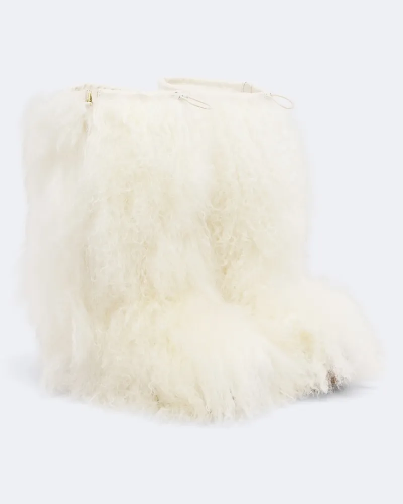 Yves Salomon Ankle Boots aus Shearling Weiß