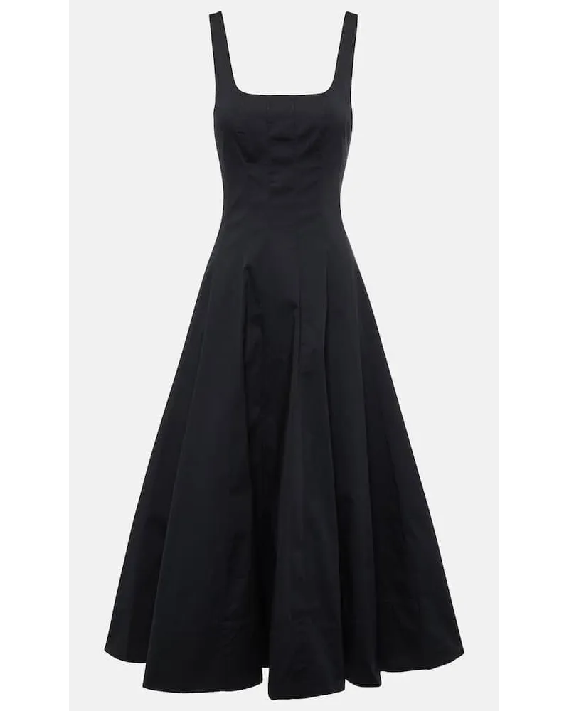 STAUD Midikleid Wells aus Baumwollpopeline Schwarz