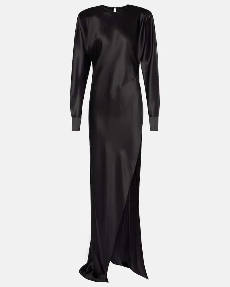 Valentino Garavani Robe aus Seidensatin Schwarz