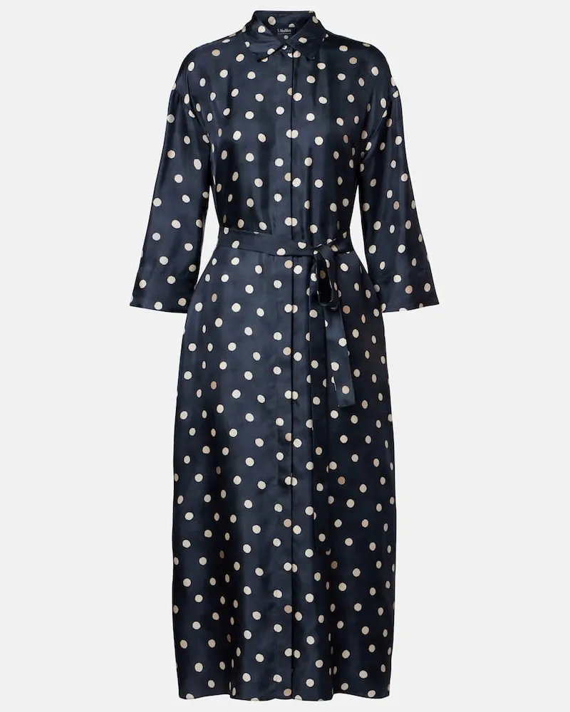 Max Mara Hemdblusenkleid Leva aus Seiden-Twill Blau