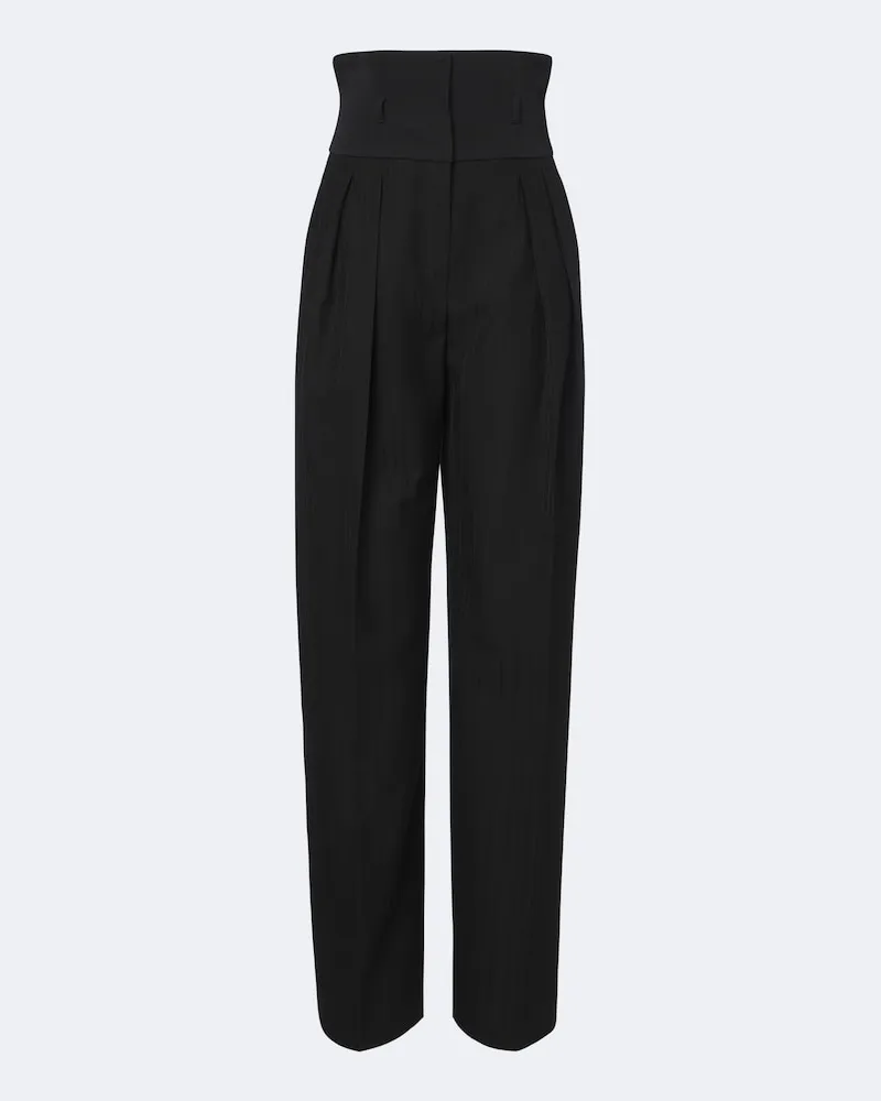 Dolce & Gabbana Weite High-Rise-Hose aus Schurwolle Schwarz