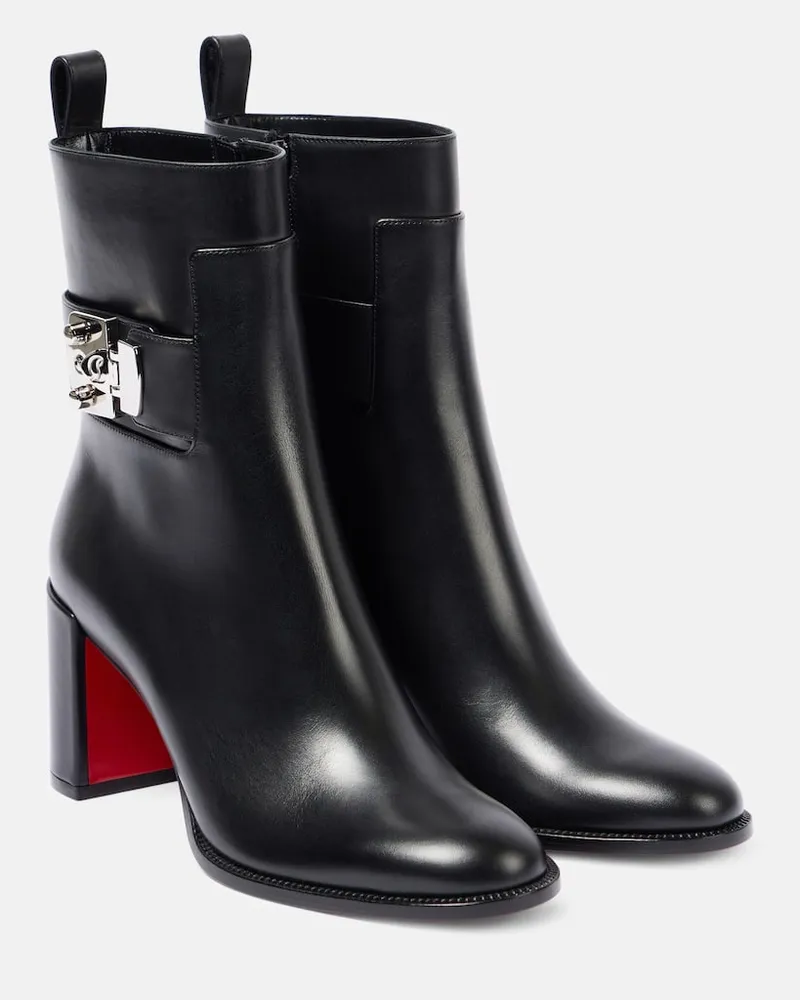 Christian Louboutin Ankle Boots Booty Lock 70 aus Leder Schwarz
