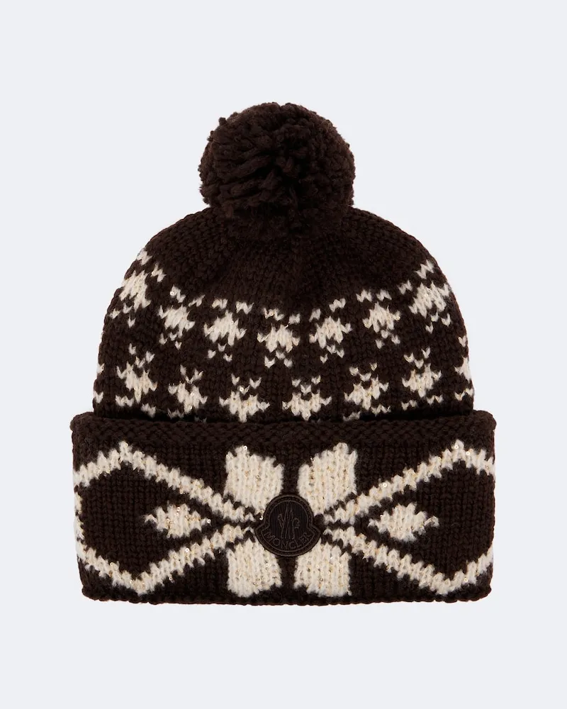 Moncler Mütze aus einem Wollgemisch mit Pailletten Braun