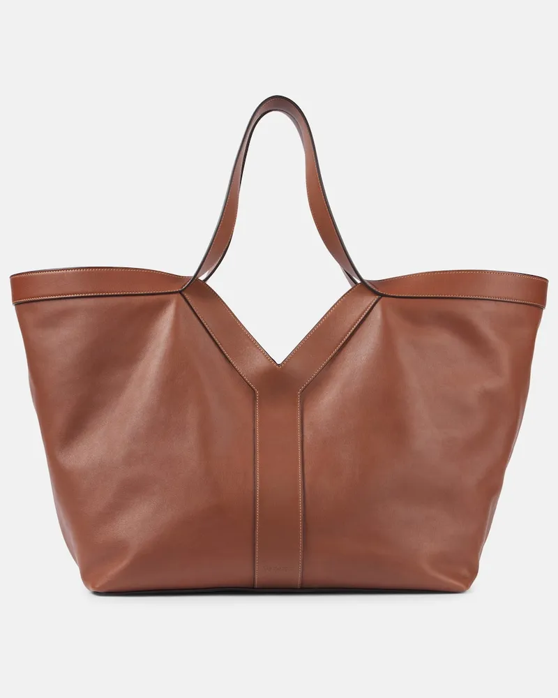 Saint Laurent Tote Bag Y aus Leder Braun