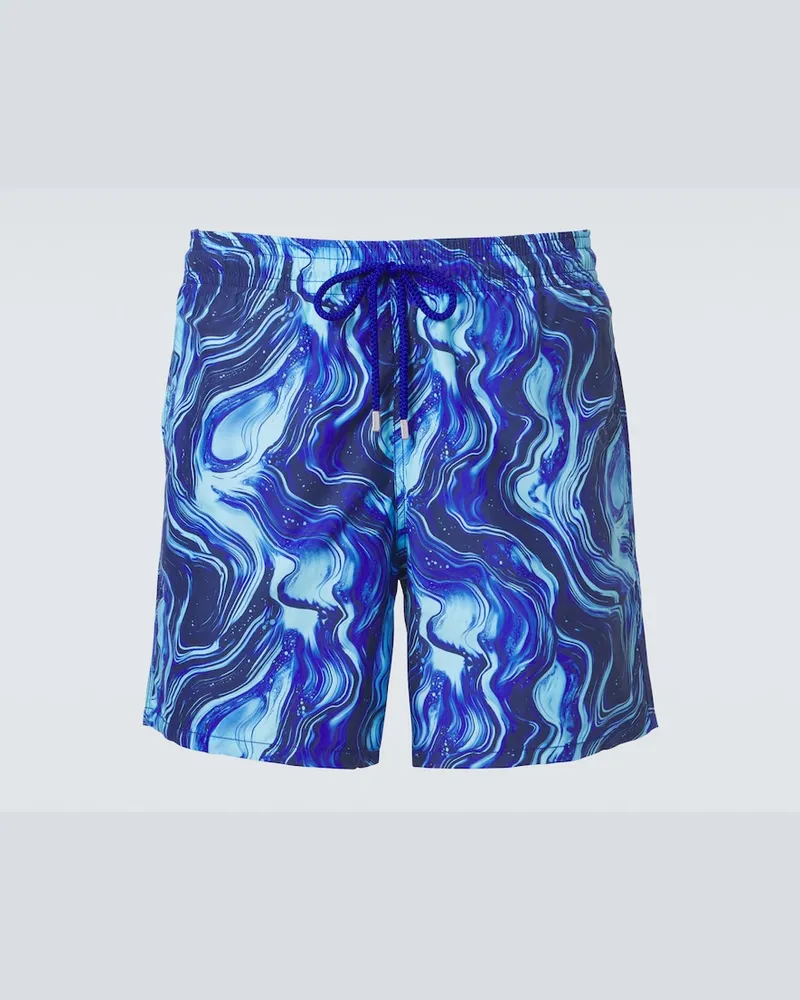 Vilebrequin Bedruckte Badeshorts Moorea Blau