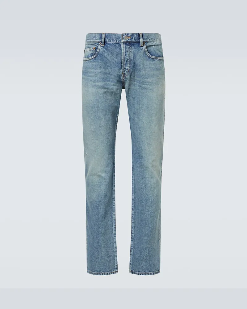Saint Laurent Low-Rise Slim Jeans Blau