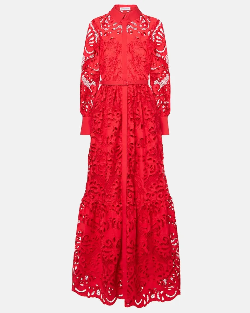 Self-Portrait Robe aus Spitze Rot