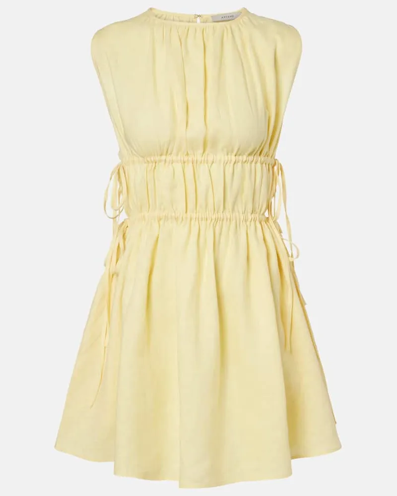 ASCENO Minikleid Como aus Leinen Gelb