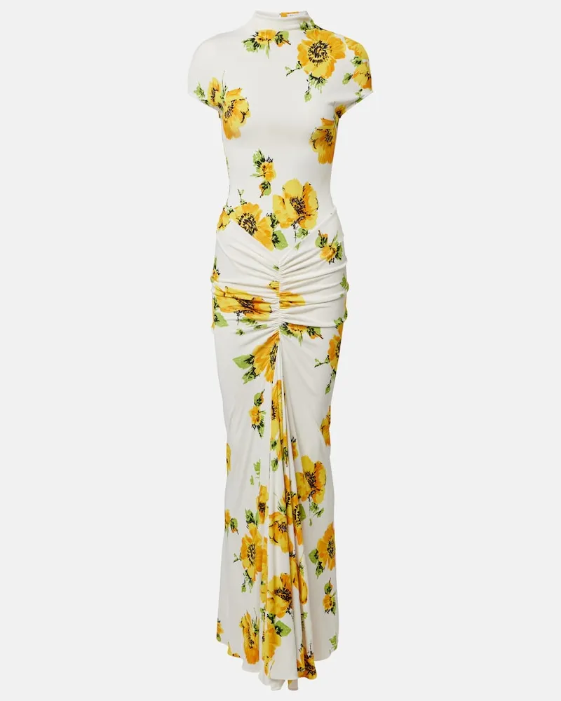 Alaïa Alaïa Gerafftes Maxikleid aus Jersey Weiß