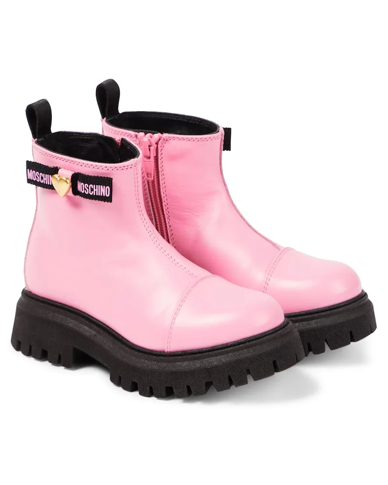 Moschino Ankle Boots aus Leder Pink