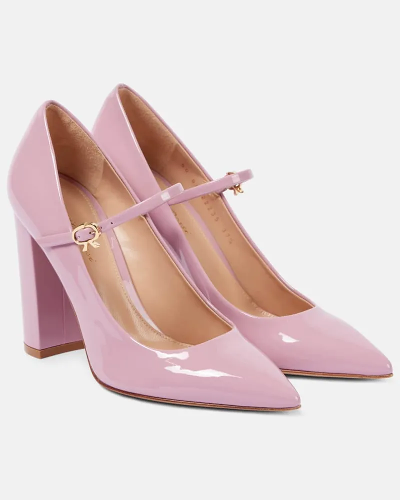 Gianvito Rossi Pumps Ribbon Jane 100 aus Lackleder Rosa