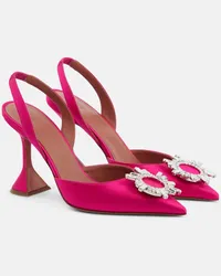 Amina Muaddi Verzierte Slingback-Pumps Begum aus Satin Pink