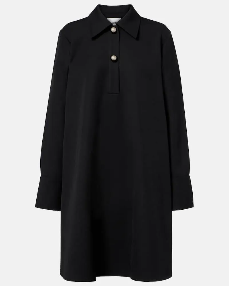 Jil Sander Hemdblusenkleid aus Wolle Schwarz