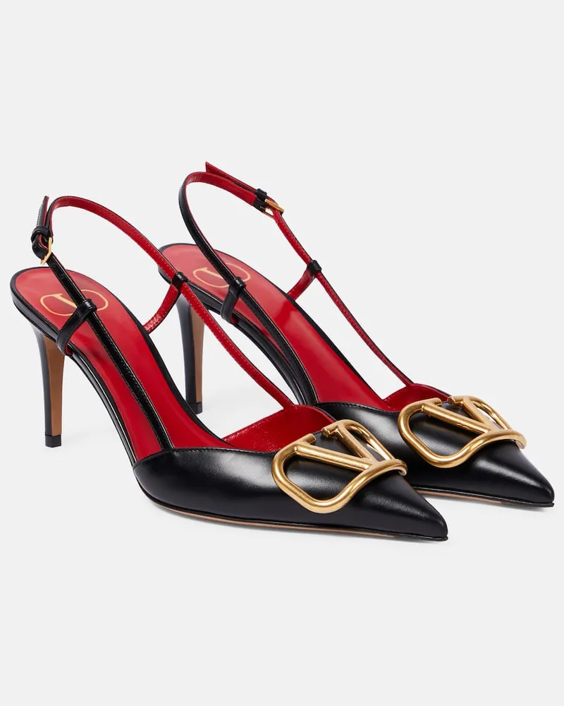 Valentino Garavani Slingback-Pumps VLogo Signature 80 aus Leder Schwarz